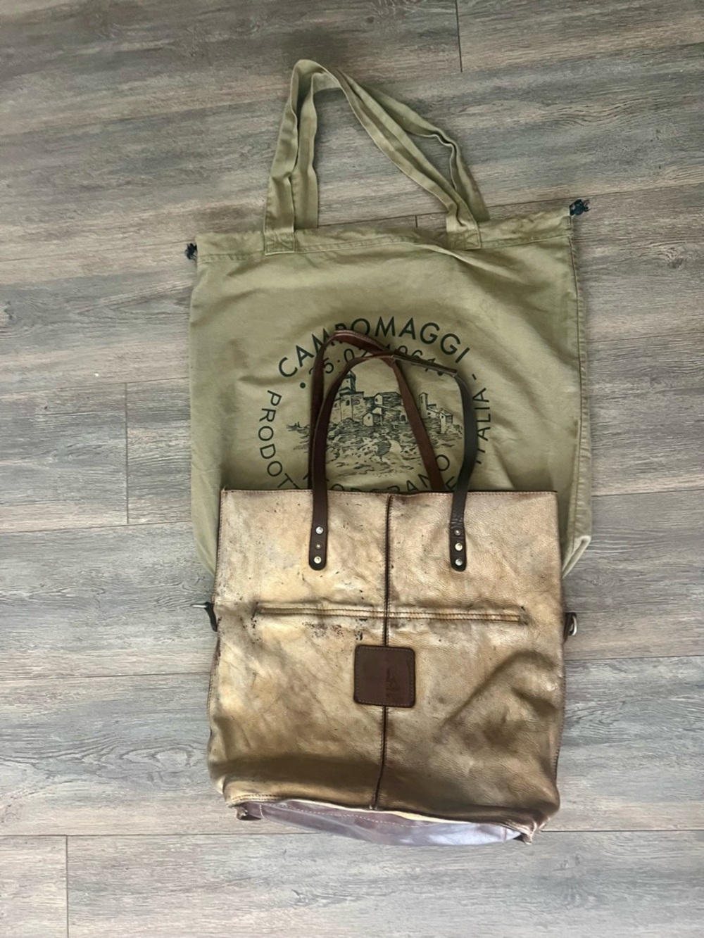 Campomaggi Metallic Gold Leather Tote, Handcrafted in Italy - Picture 15 of 15